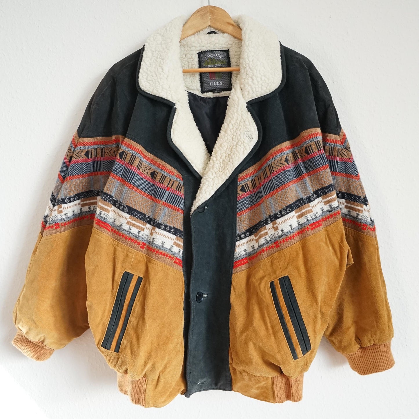 Vintage Suede Bomber Jacket men Size L