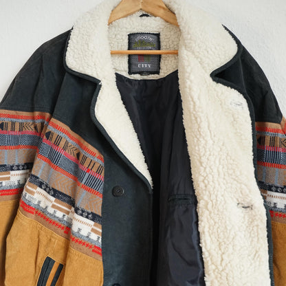 Vintage Suede Bomber Jacket men Size L