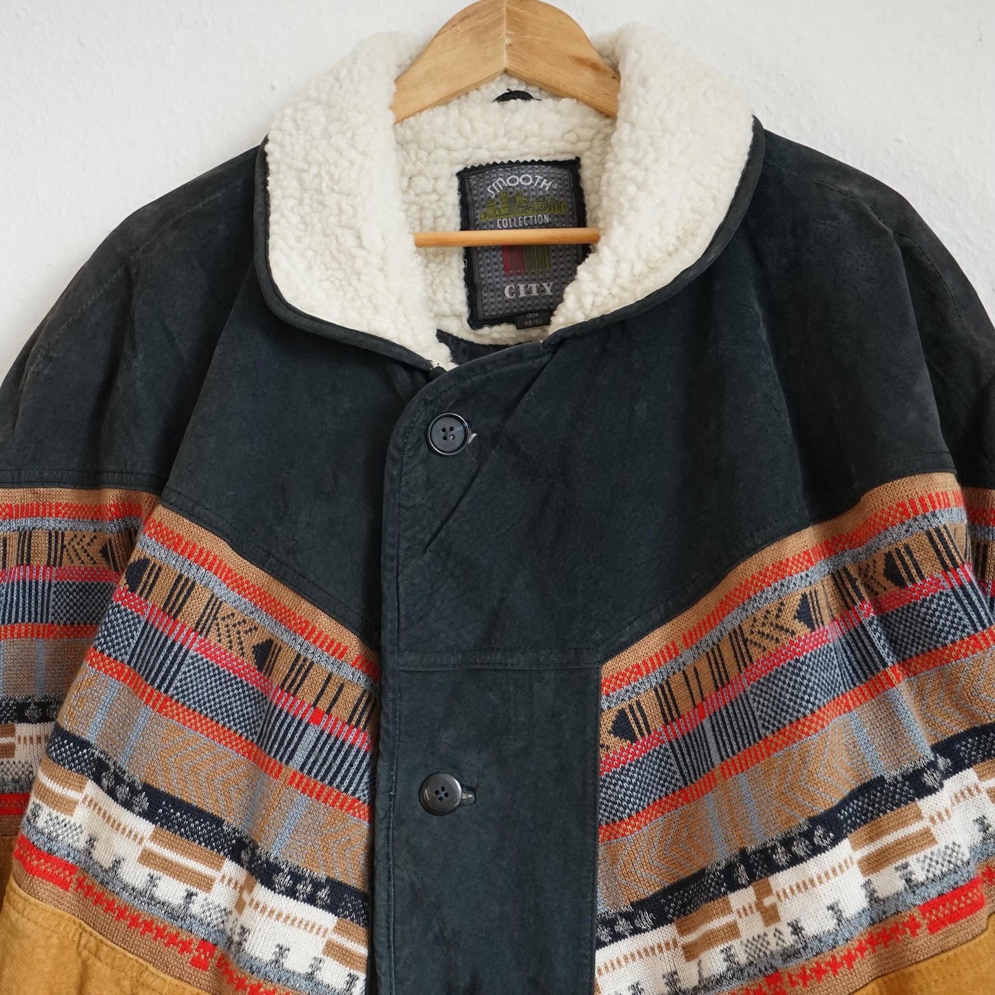 Vintage Suede Bomber Jacket men Size L