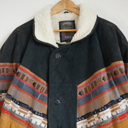 Vintage Suede Bomber Jacket men Size L