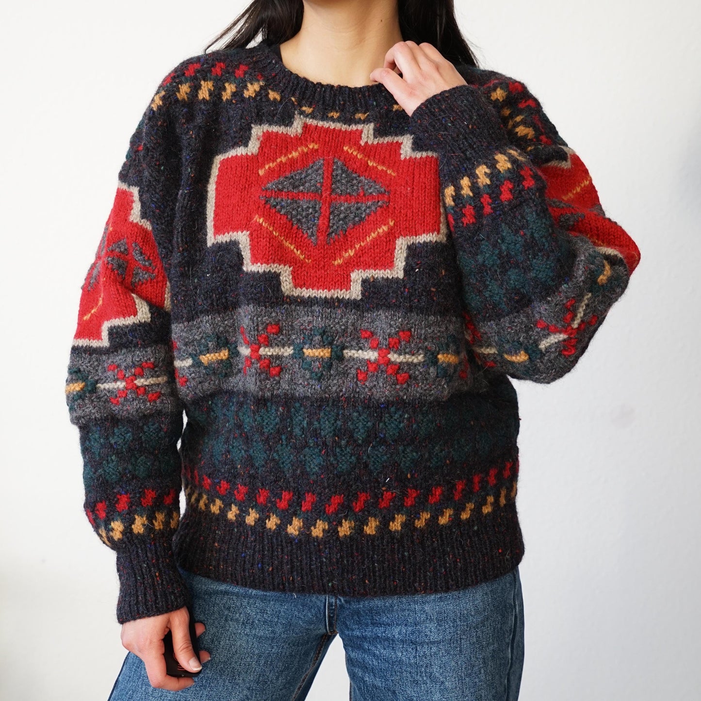Vintage 90s Pullover Size M wool handmade