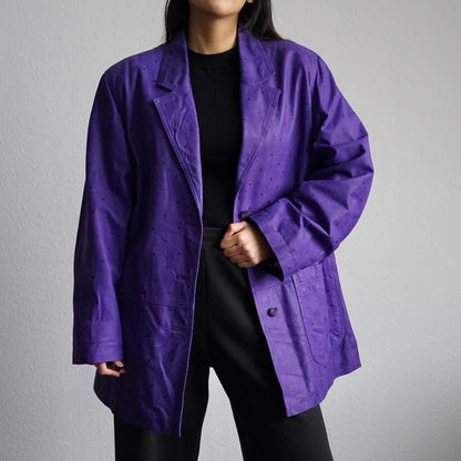 Vintage 80s leather blazer size L polka dots