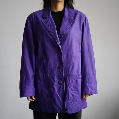 Vintage 80s leather blazer size L polka dots