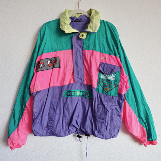 Vintage 80s Windbreaker Size XL colorful windbreaker 80s pullover sport colorblock retro windbreaker