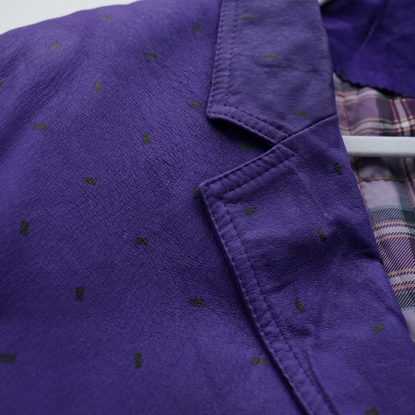 Vintage 80s leather blazer size L polka dots