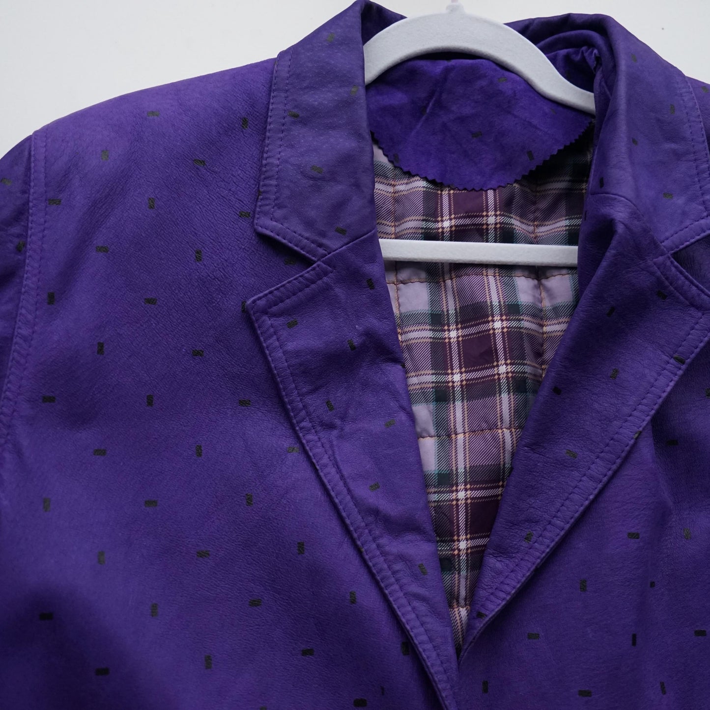 Vintage 80s leather blazer size L polka dots