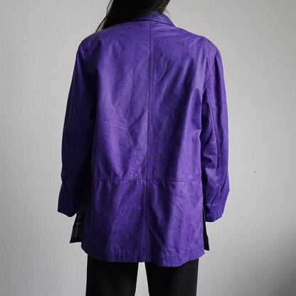 Vintage 80s leather blazer size L polka dots