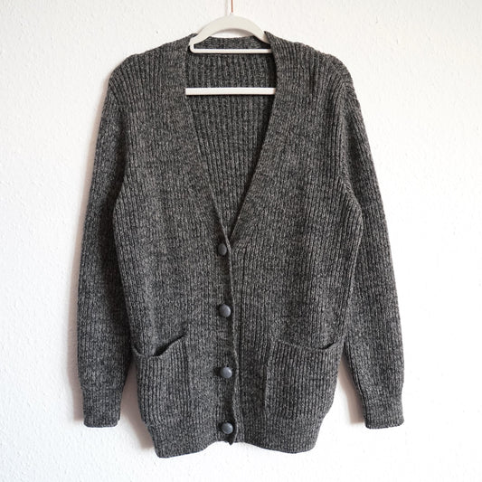 Vintage 90s Cardigan size S-M grey cardigan pure wool knit jacket grandma cardigan geelong wool