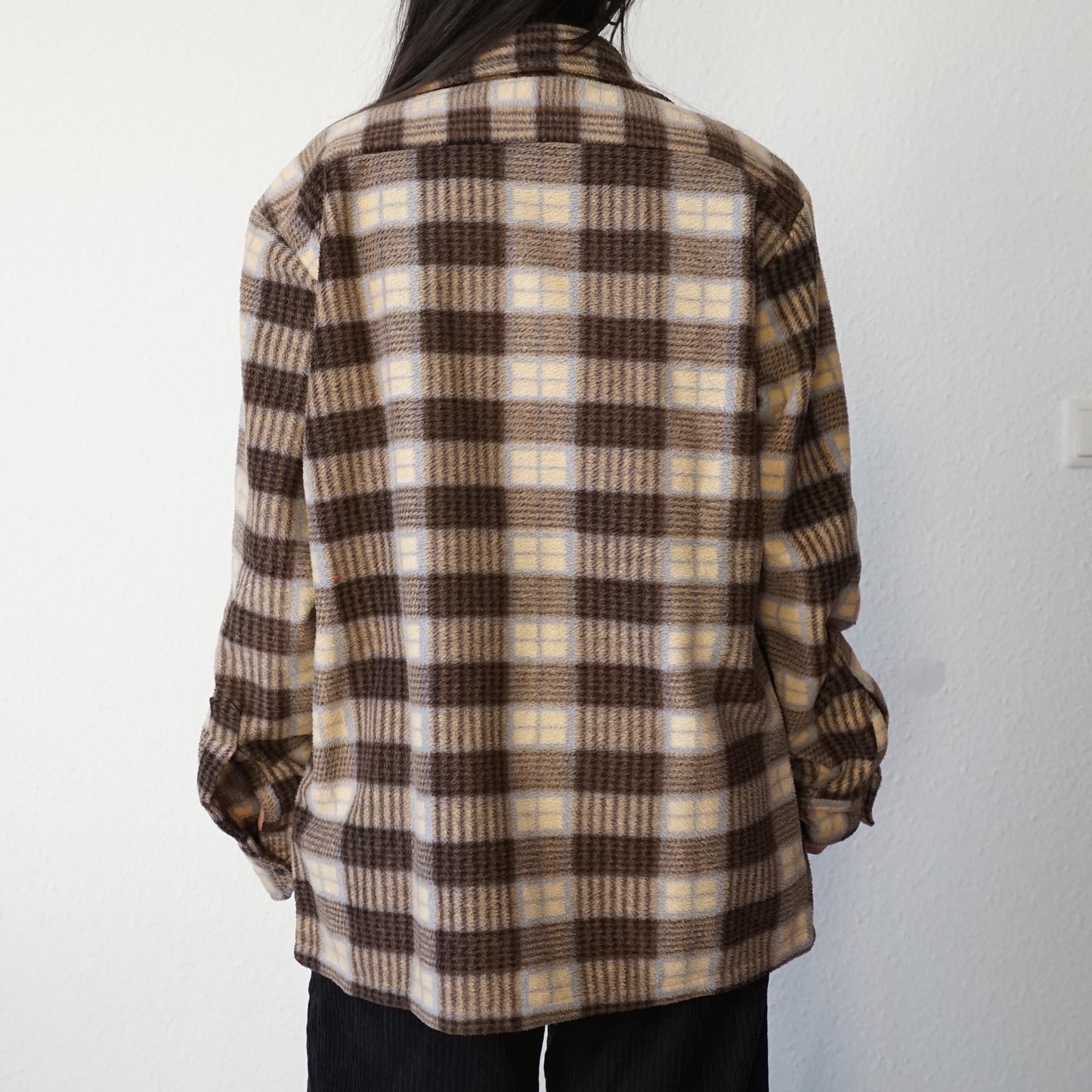 Vintage teddy flannel Shirt Size M-L cotton linen