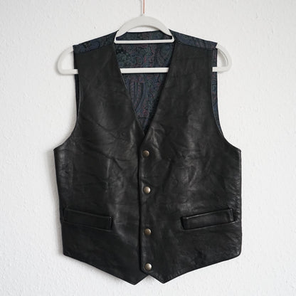 Vintage leather Vest men Size S-M