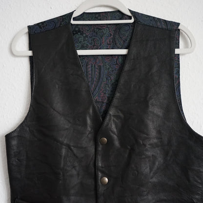 Vintage leather Vest men Size S-M
