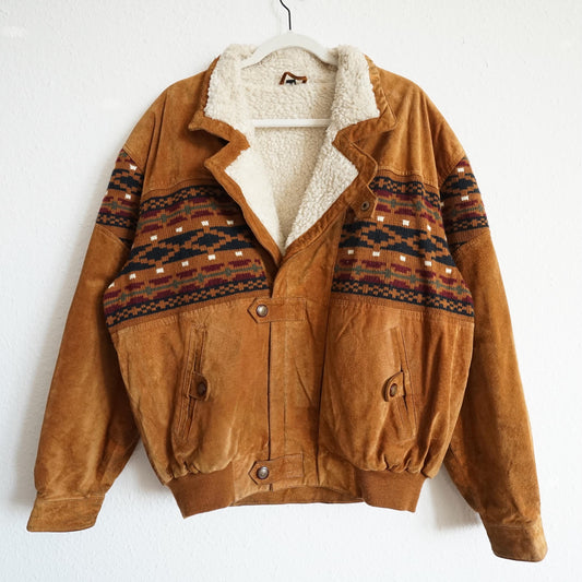 Vintage Leather Bomber Jacket men Size M unisex