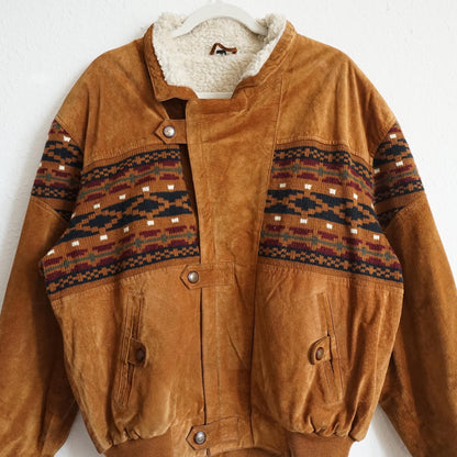 Vintage Leather Bomber Jacket men Size M unisex