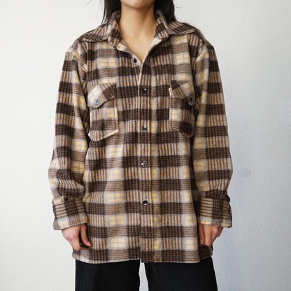 Vintage teddy flannel Shirt Size M-L cotton linen