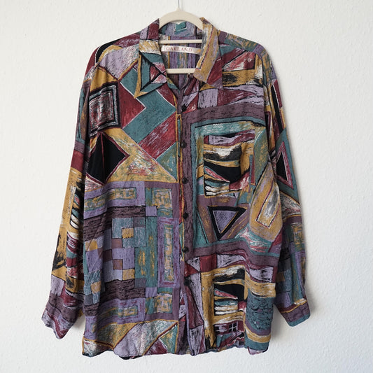 Vintage 80s Shirt men size XL colorful 80s shirt