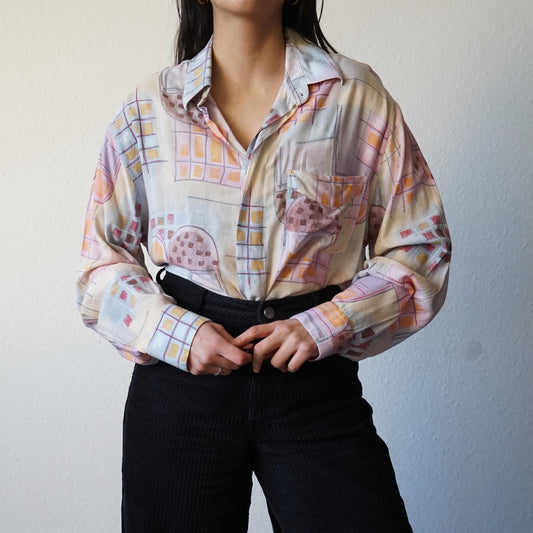 Vintage 80s Shirt size M pastel colors