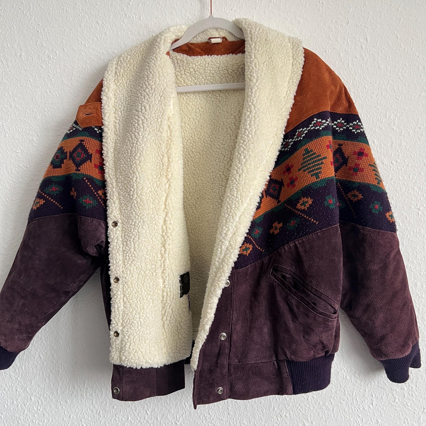 Vintage Leather Bomber Jacket men Size M