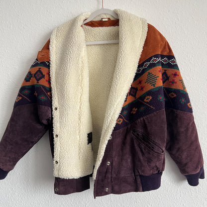 Vintage Leather Bomber Jacket men Size M