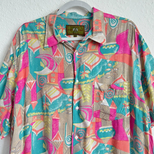 Vintage 80s colorful Shirt men size M
