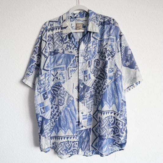 Vintage 80s silk shirt men size XL