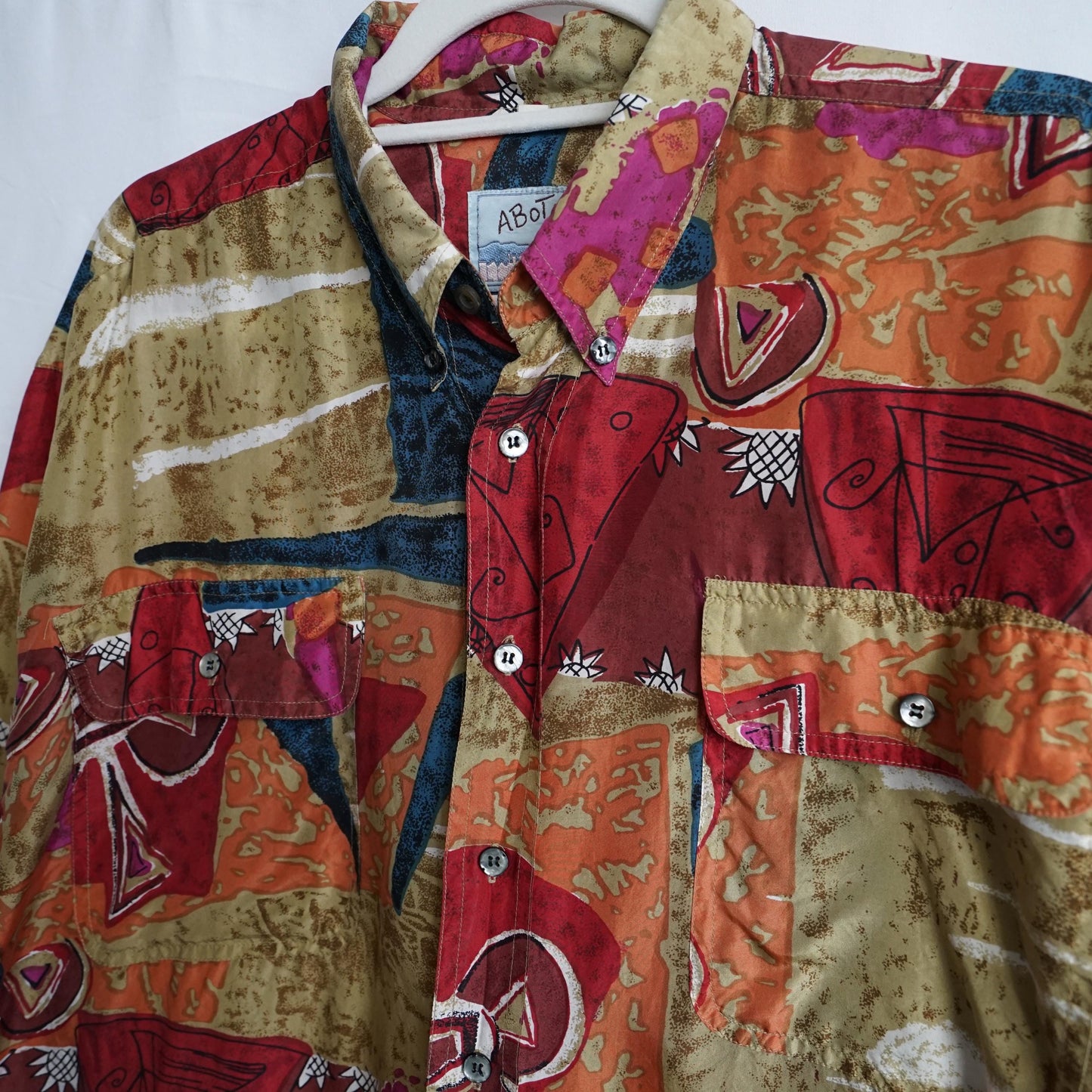 Vintage 80s silk shirt men size L