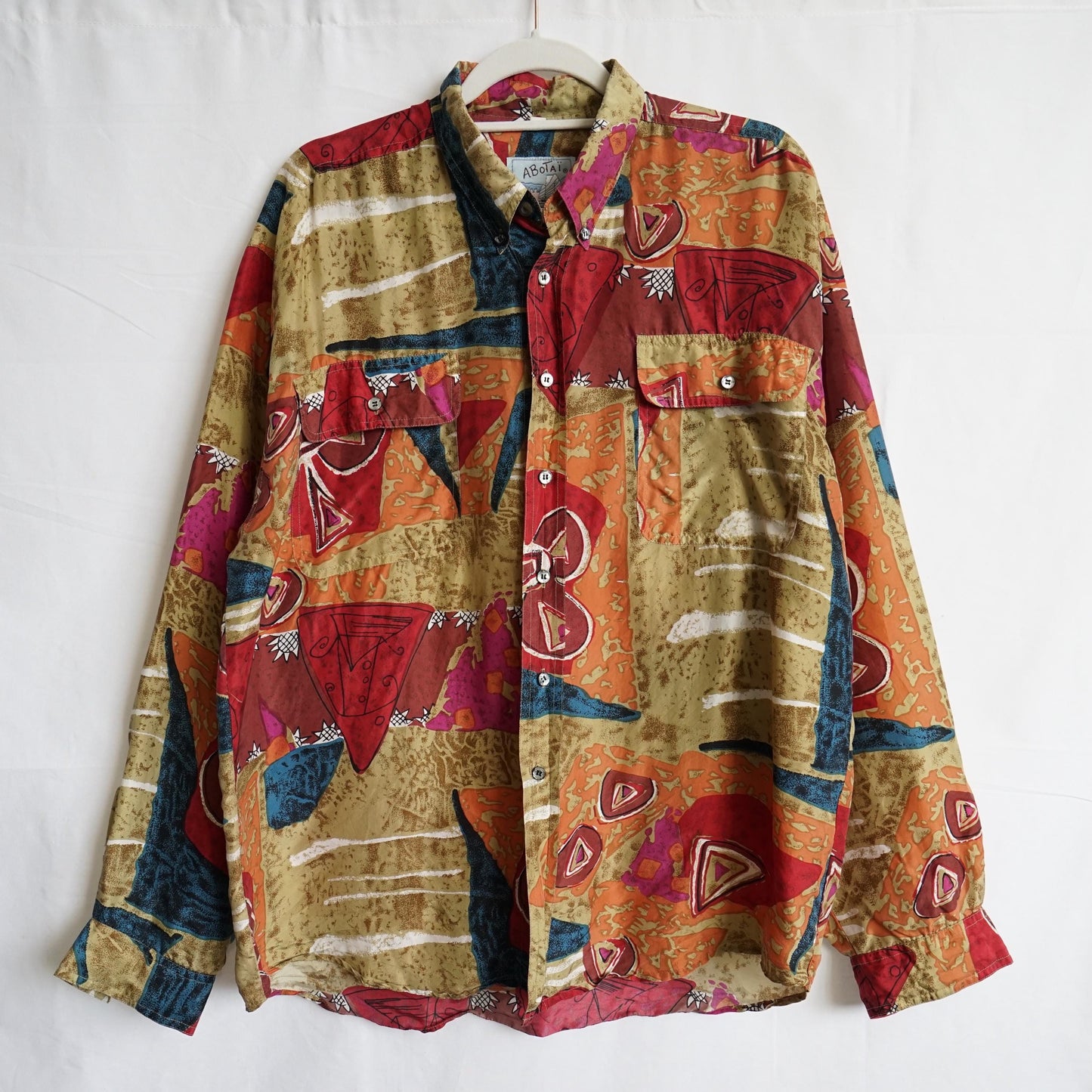 Vintage 80s silk shirt men size L