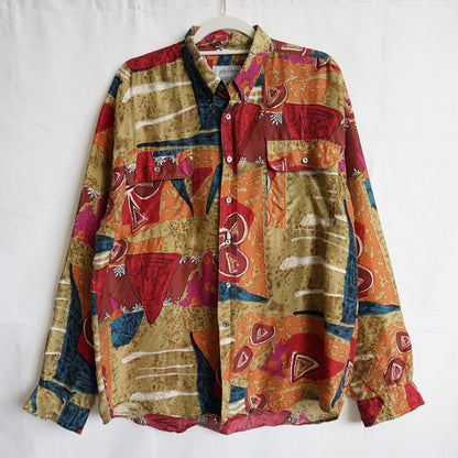 Vintage 80s silk shirt men size L
