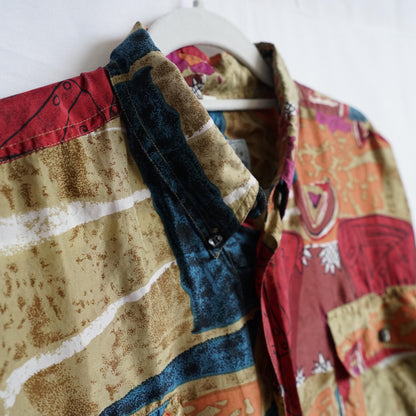 Vintage 80s silk shirt men size L