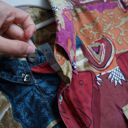 Vintage 80s silk shirt men size L