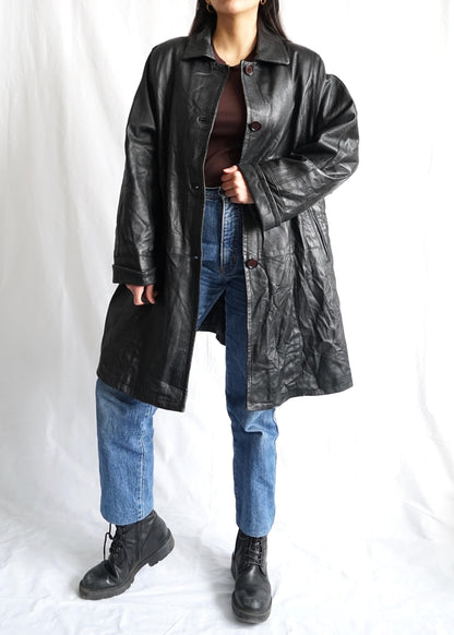 Vintage 90s leather coat size M
