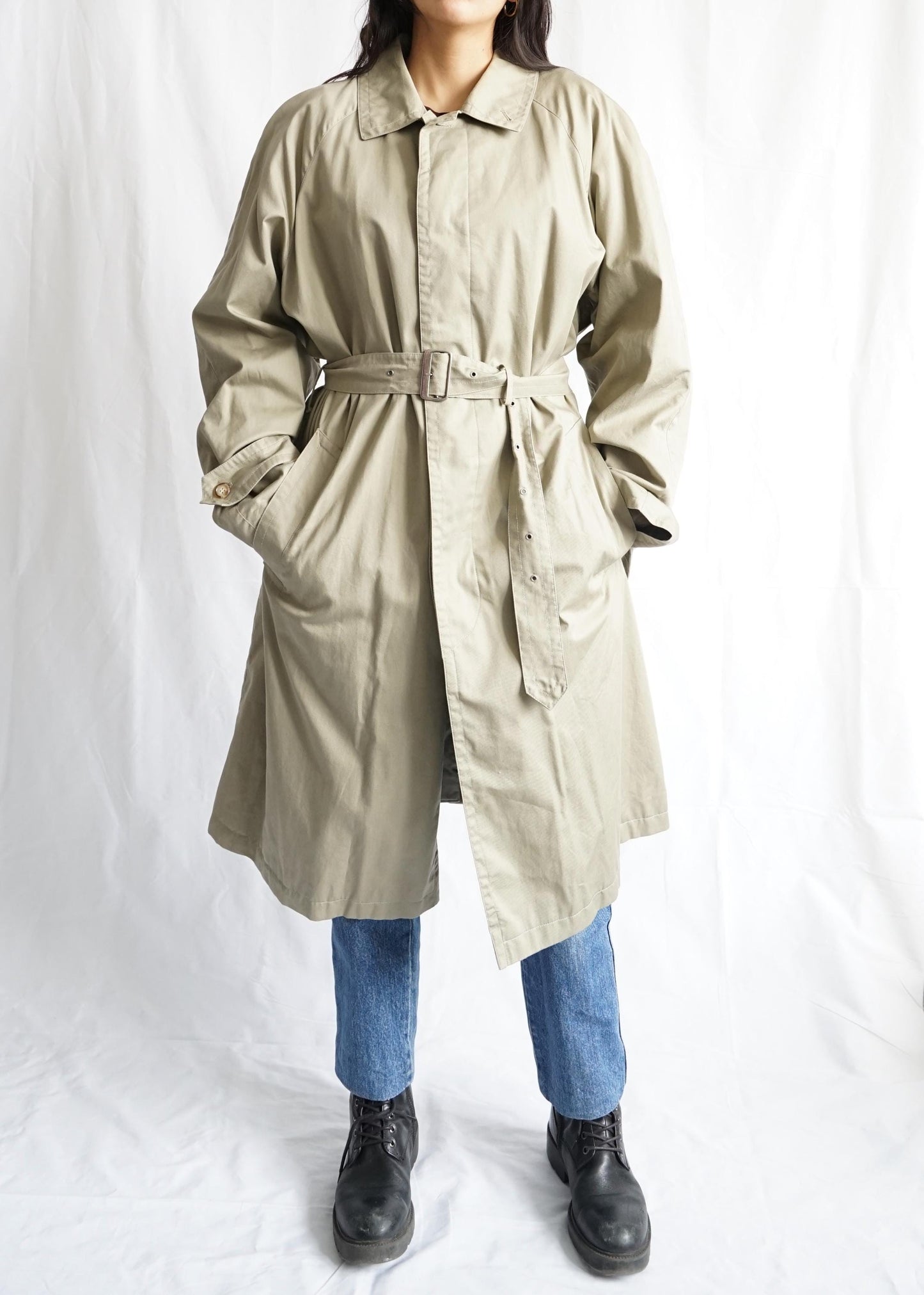 Vintage 70s Trench Coat Size L beige coat