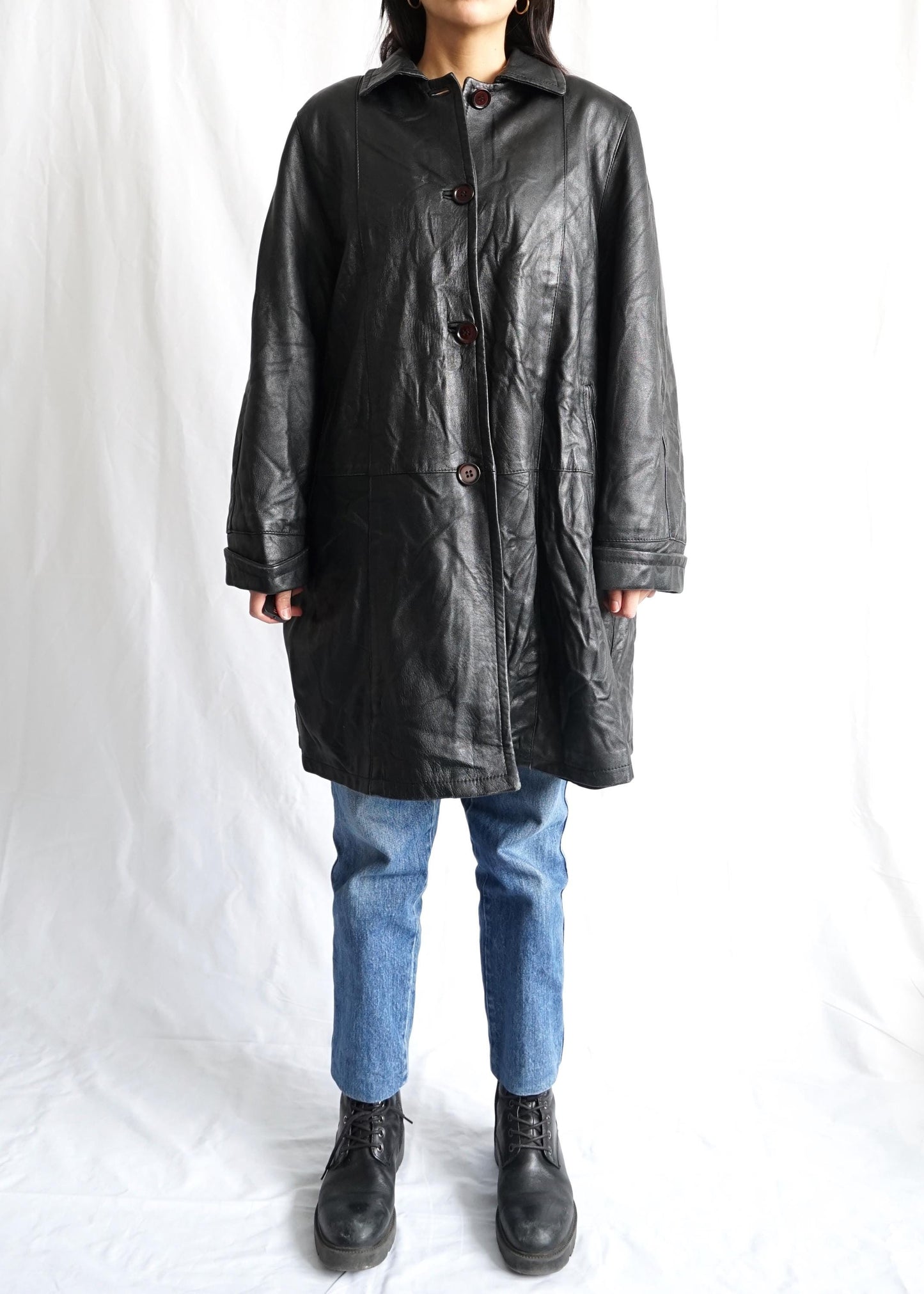 Vintage 90s leather coat size M