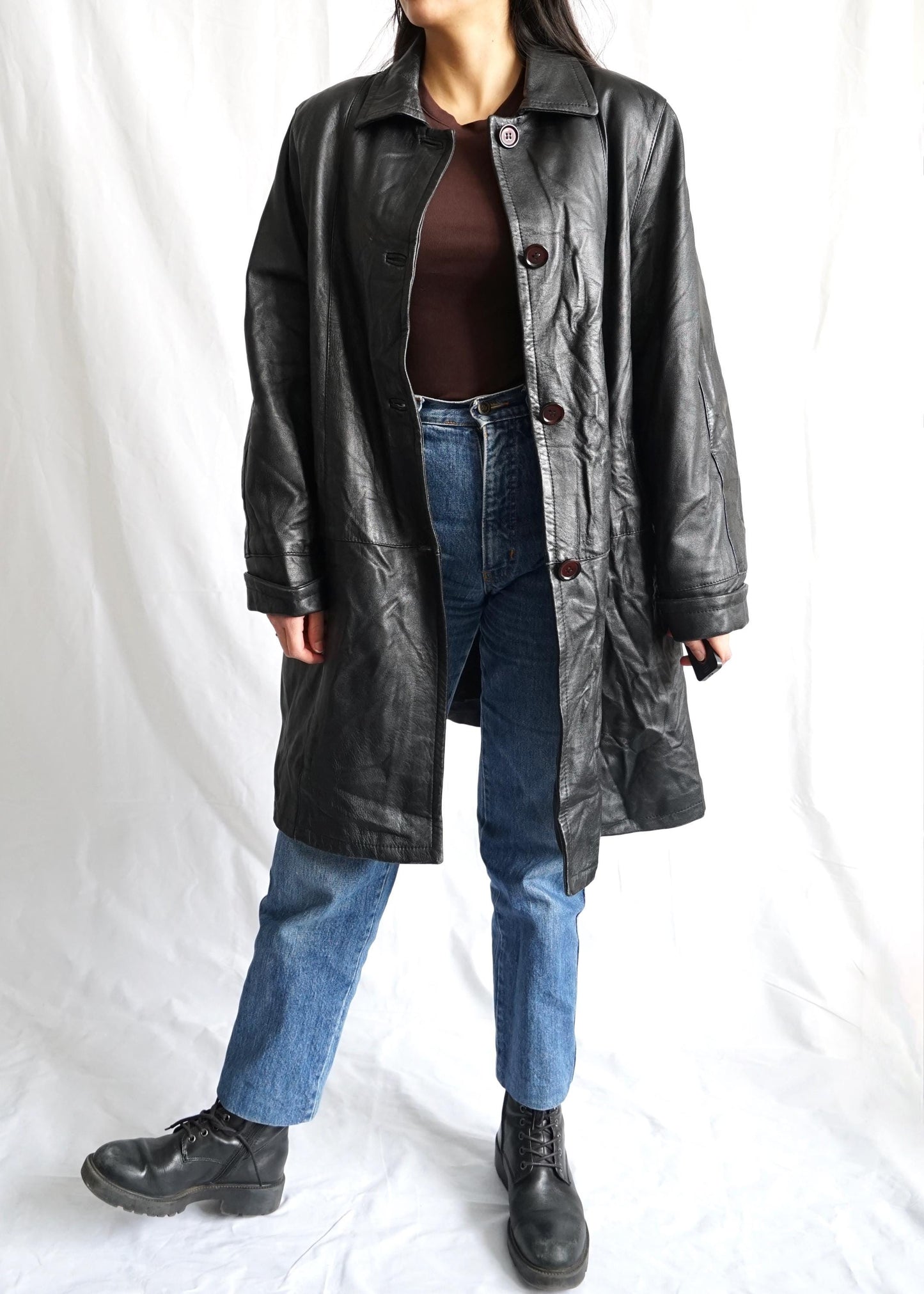 Vintage 90s leather coat size M