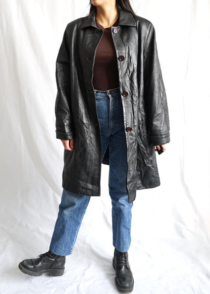 Vintage 90s leather coat size M