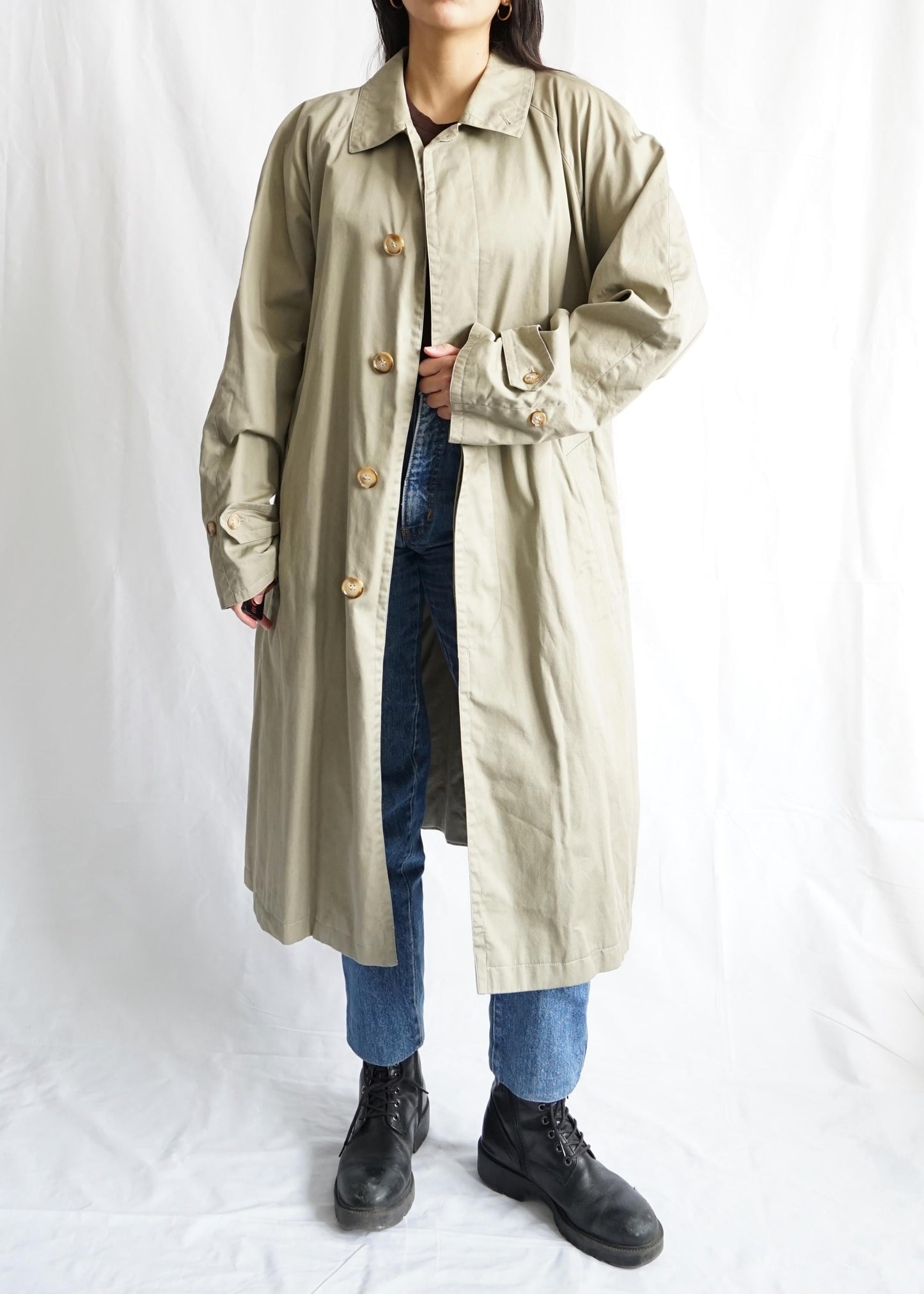 Vintage 70s Trench Coat Size L beige coat
