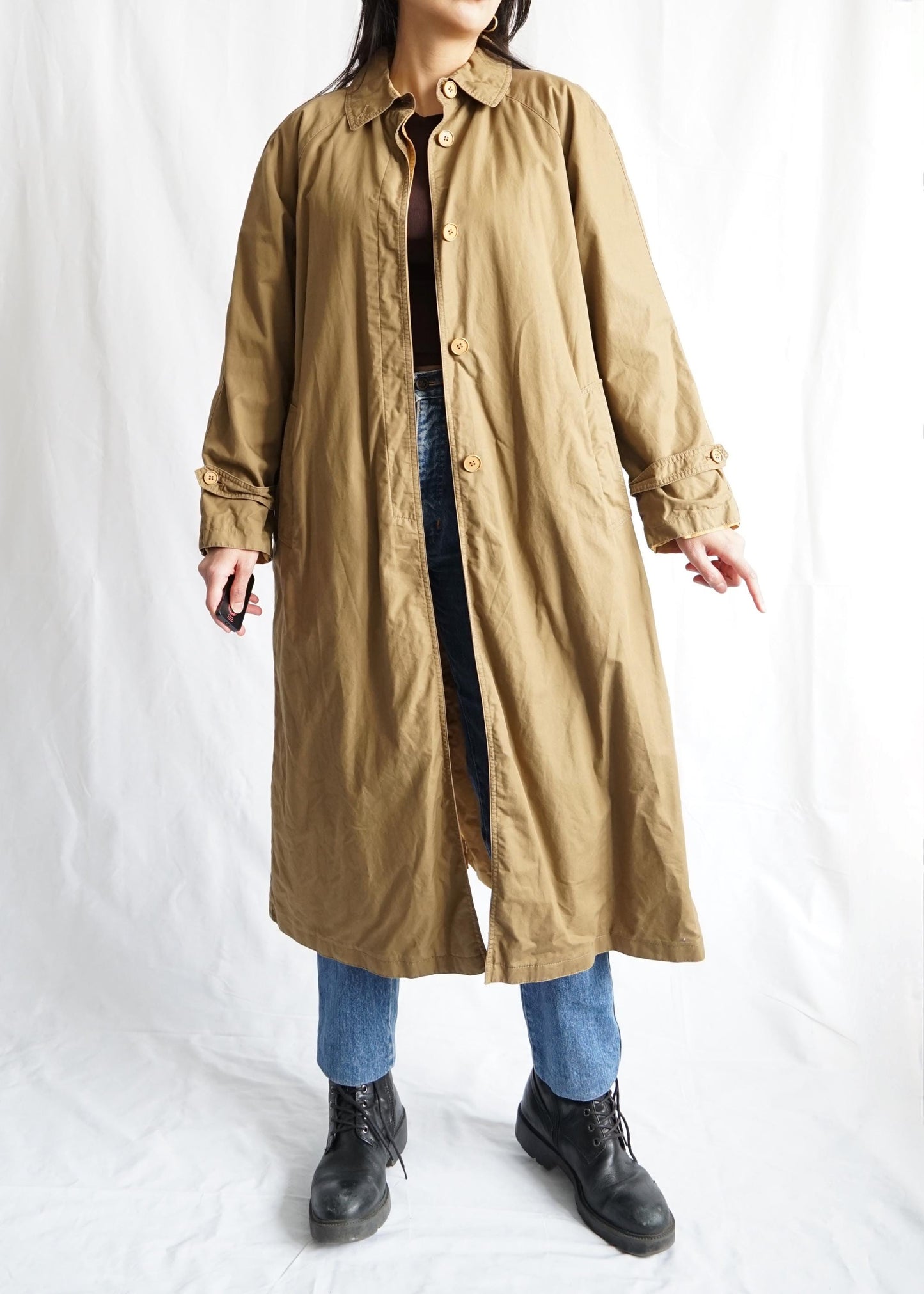 Vintage 70s Trench Coat Size M brown
