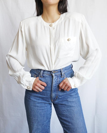 Vintage 80s Blouse size M-L - silk blend