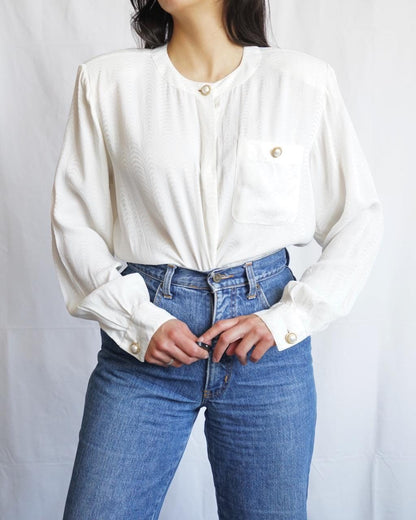 Vintage 80s Blouse size M-L - silk blend