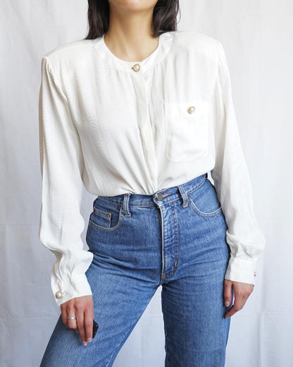 Vintage 80s Blouse size M-L - silk blend