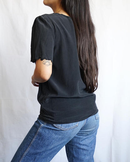 Vintage 80s silk Blouse size S embroidery