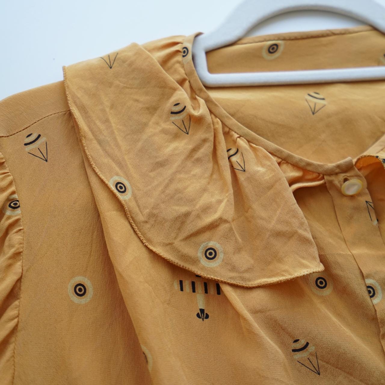 Vintage 90s Blouse size M yellow romantic