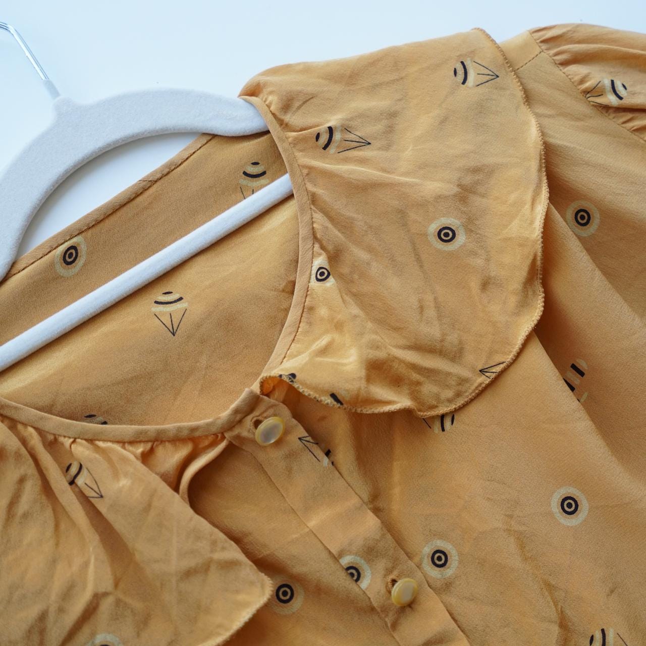 Vintage 90s Blouse size M yellow romantic