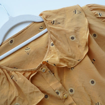 Vintage 90s Blouse size M yellow romantic