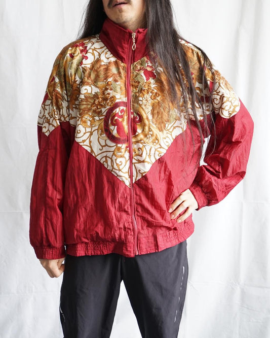 Vintage 80s Sport Jacket men Size L sun flower