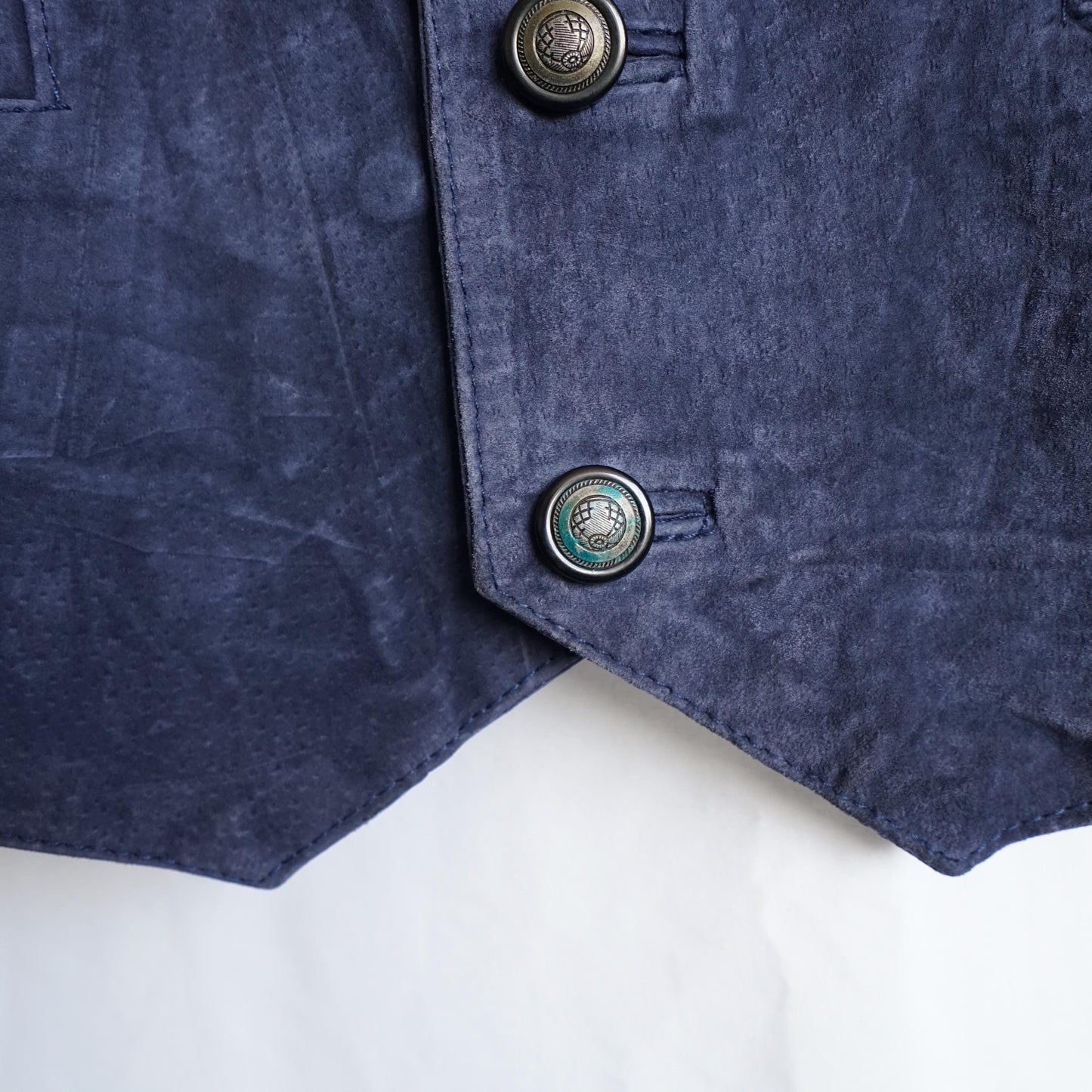 Vintage 80s suede vest - men's XL blue