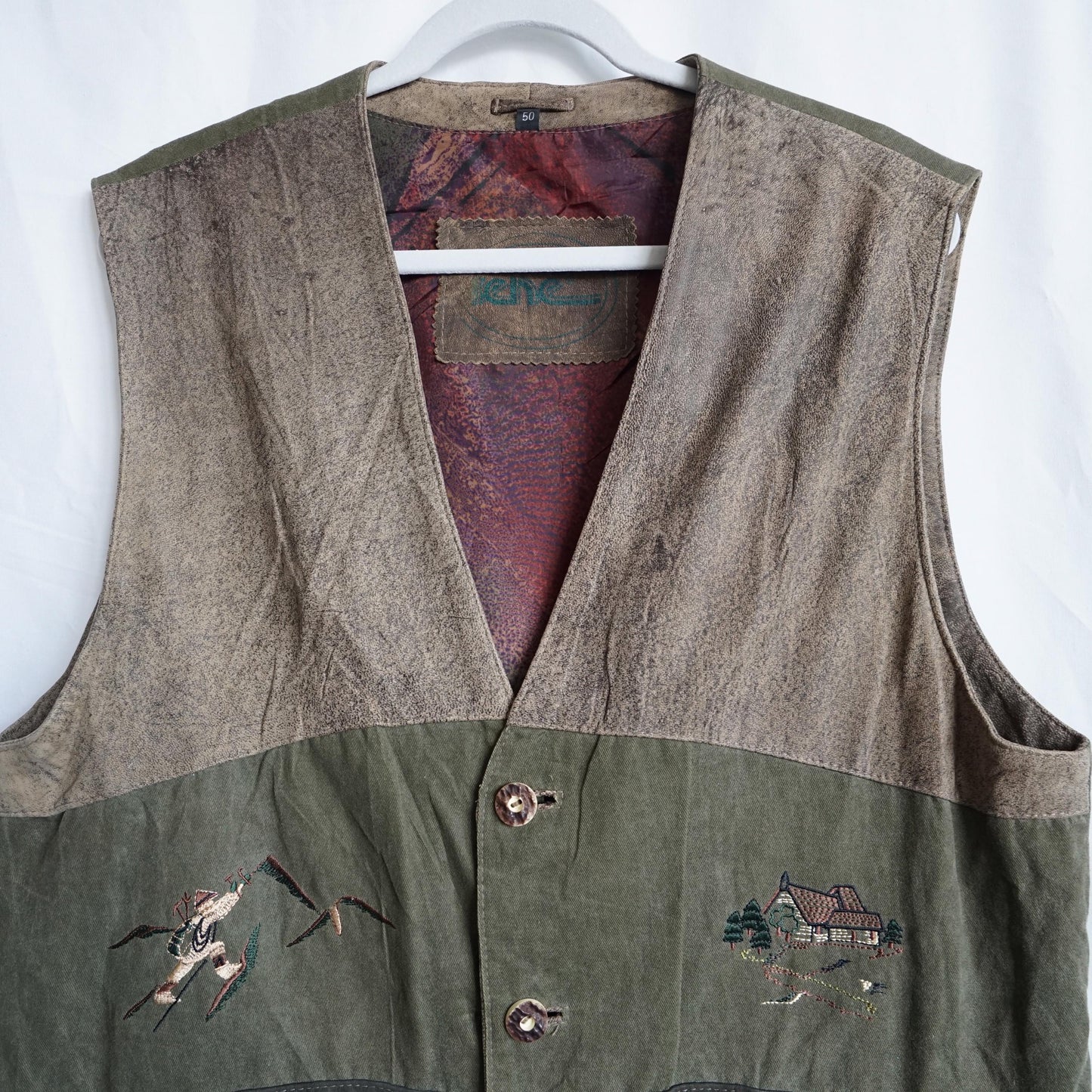 Vintage Leather Vest men Size M Austrian embroidery