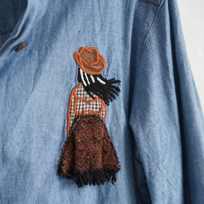 Vintage denim Shirt size M - embroidered