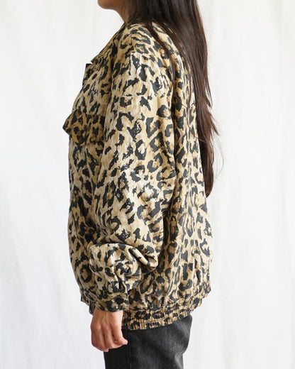 Vintage 90s silk jacket Size L animal print