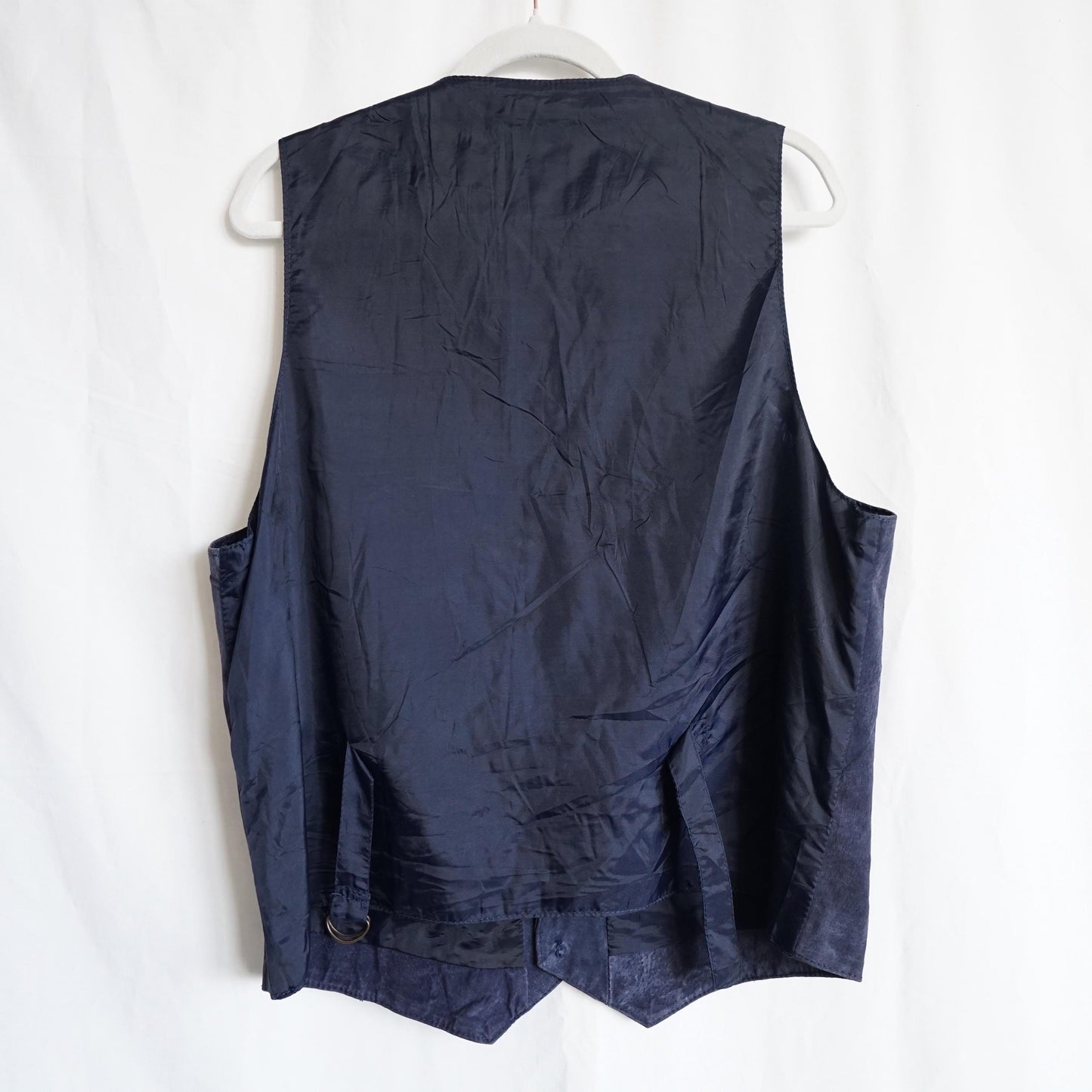 Vintage 80s suede vest - men's XL blue