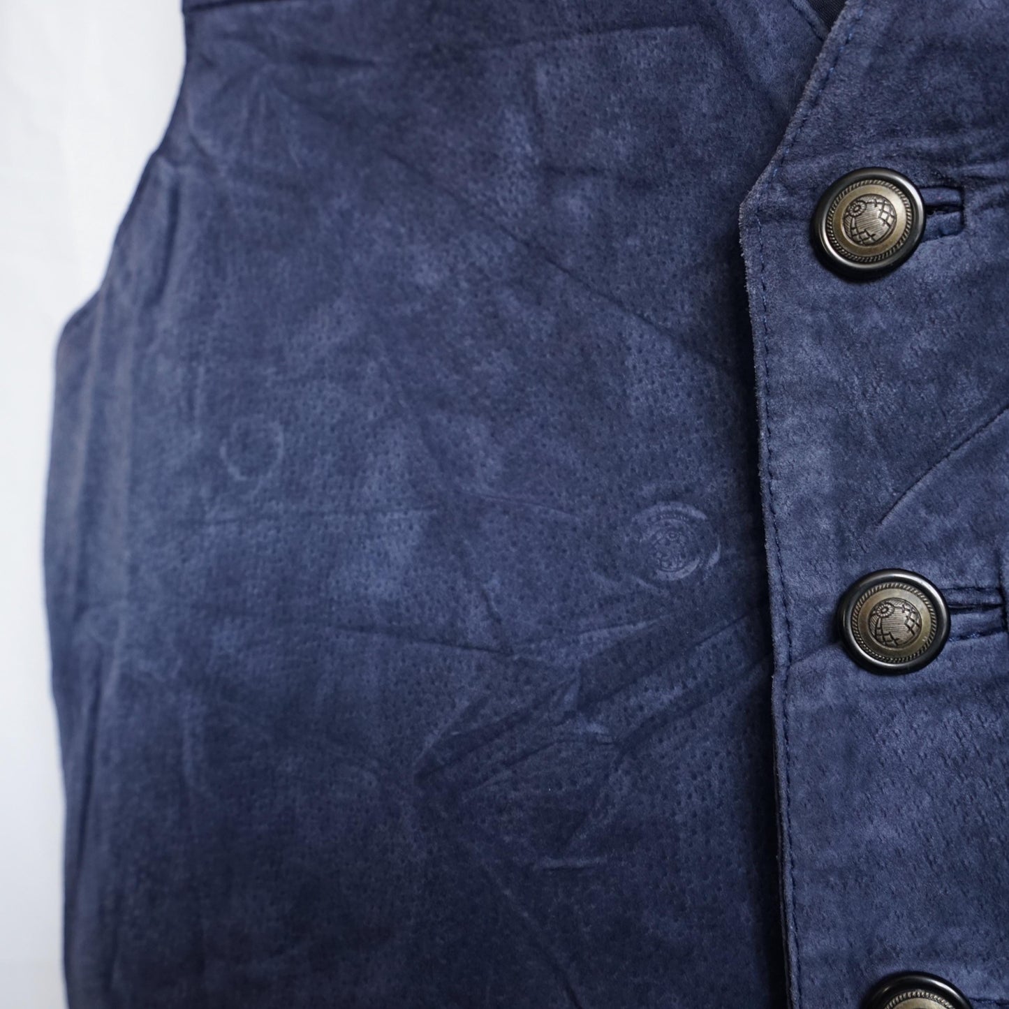 Vintage 80s suede vest - men's XL blue